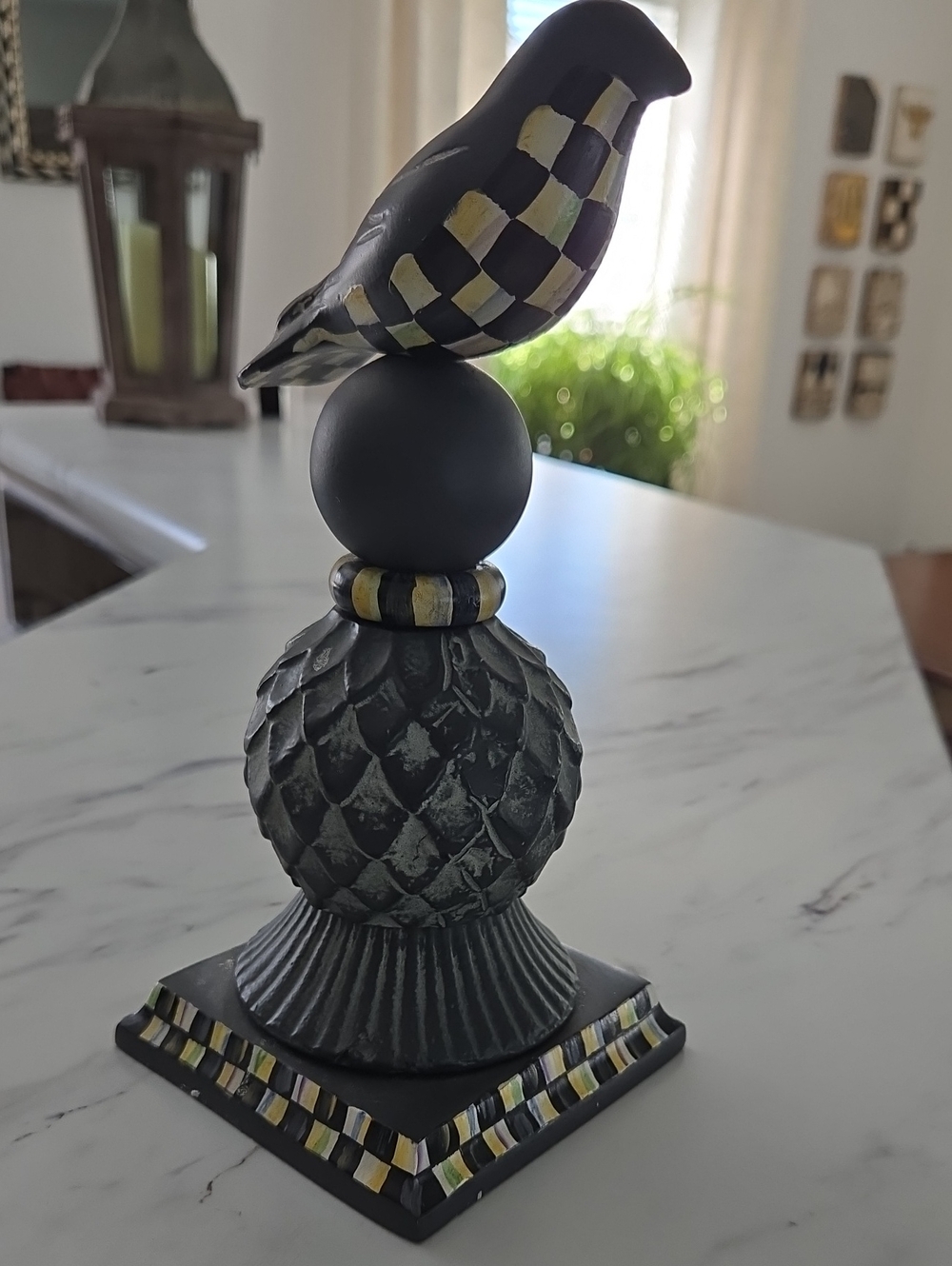 Mackenzie Childs Decorative Black Bird On A Thistle Accent Statue Courtley Check
